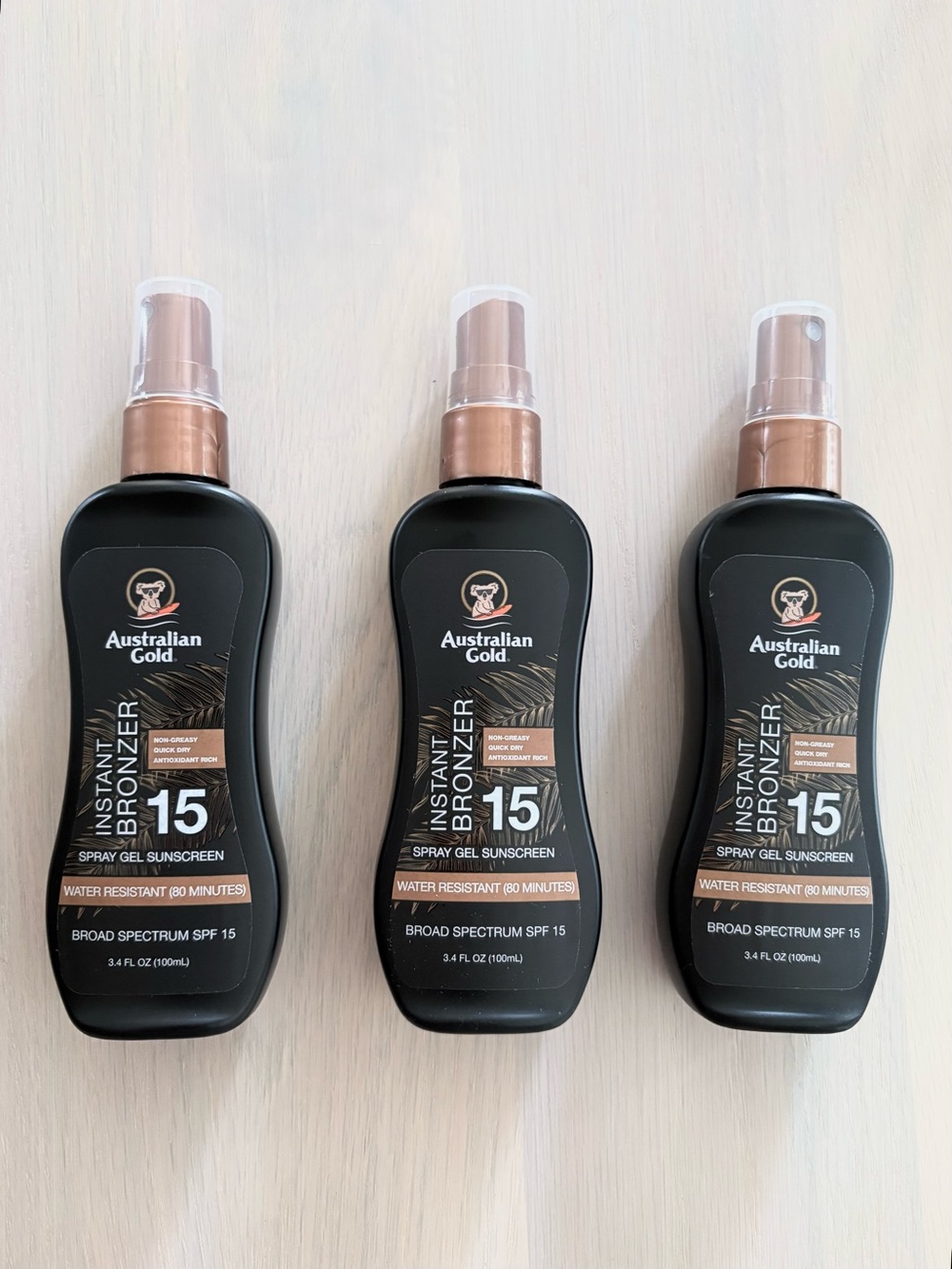 ☀️ NEW Australian Gold Instant Bronzer Spray Gel Sunscreen SPF 15